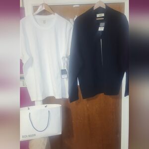 BUCKMASON HERITAGE WOOL ZIP CARDIGAN, NAVY. XL. BUCKMASON FIELD-SPEC HEAVY TEE.